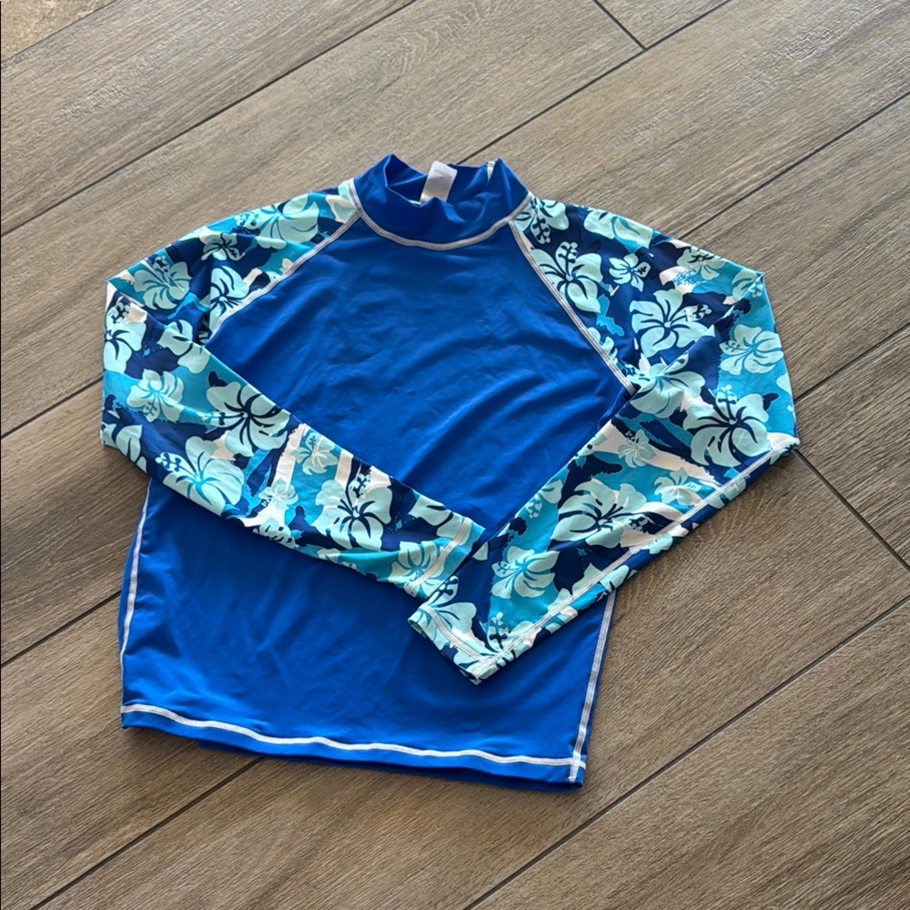 Preloved Blue SPF 50 Floral Long Sleeve Rash Guard